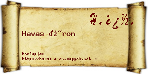 Havas Áron névjegykártya