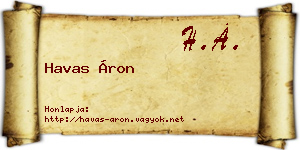 Havas Áron névjegykártya
